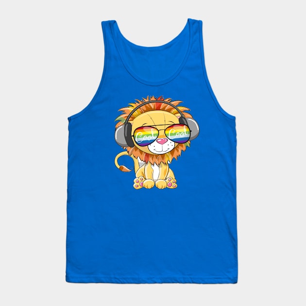 Cool Cartoon Cute Lion with sun glasses Tank Top by amramna